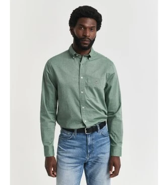 Camisa Regular Fit clásica de popelina verde