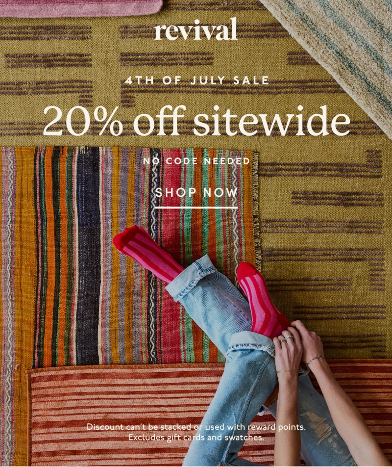 Revival | 4TH OF JULY SALE | 20% off sitewide | NO CODE NEEDED | SHOP NOW | Discount can’t be stacked or used with reward points. Excludes gift cards and swatches.