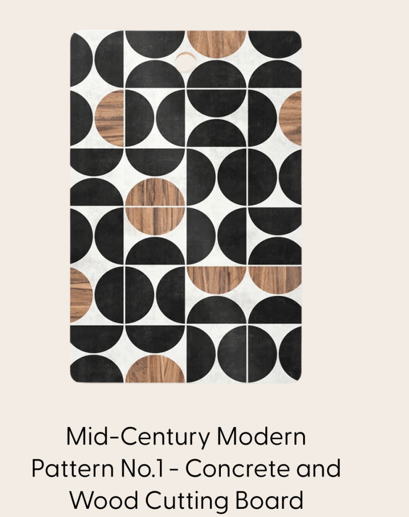 Mid-Century Modern Pattern No.1 - Concrete and Wood Cutting Board