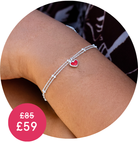 Summer Sale | Red Enamel Heart Double Chain Bracelet