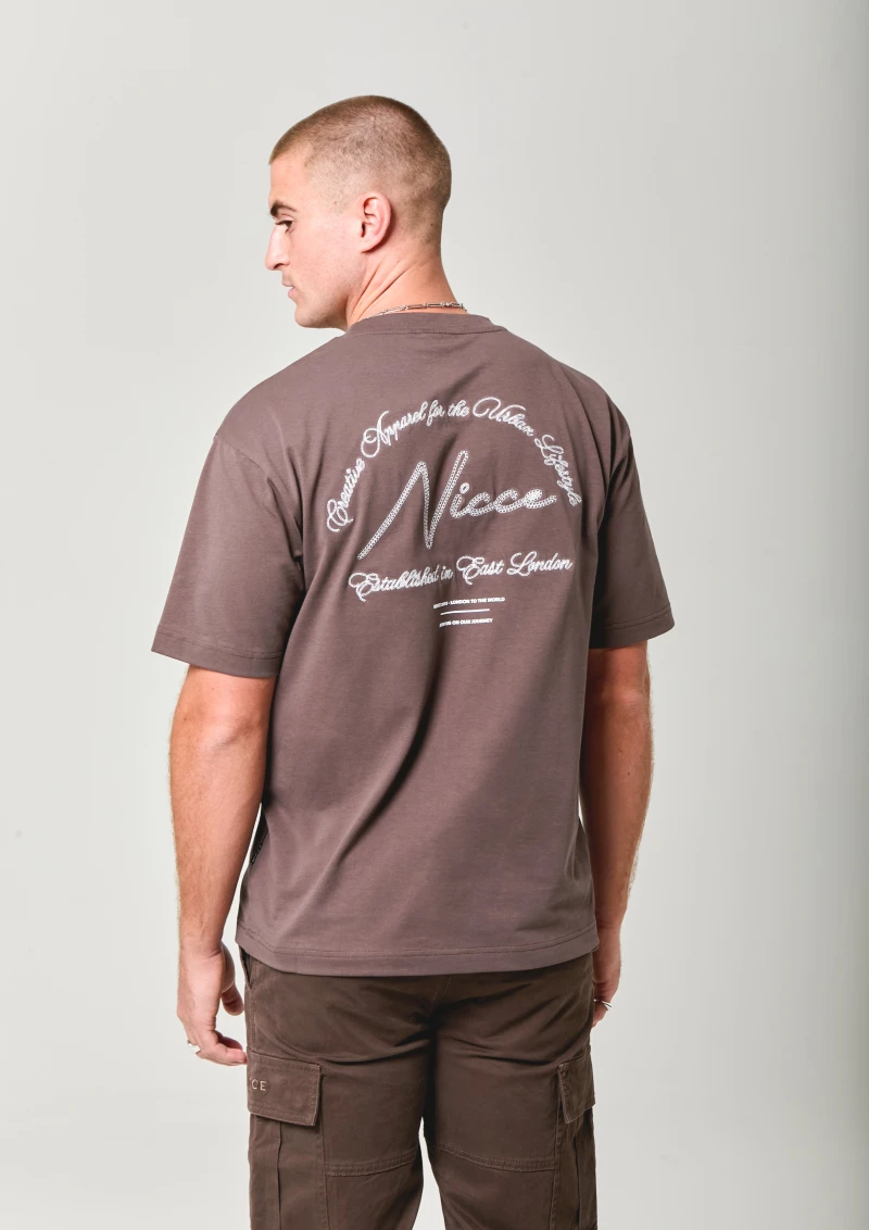 Image of NICCE Mens Exalt T-Shirt | Brown