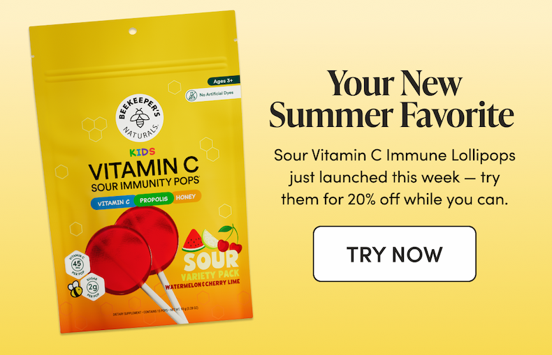Your New Summer Favorite  Sour Vitamin C Immune Lollipops just launched this week — try them for 20% off while you can. CTA: TRY NOW