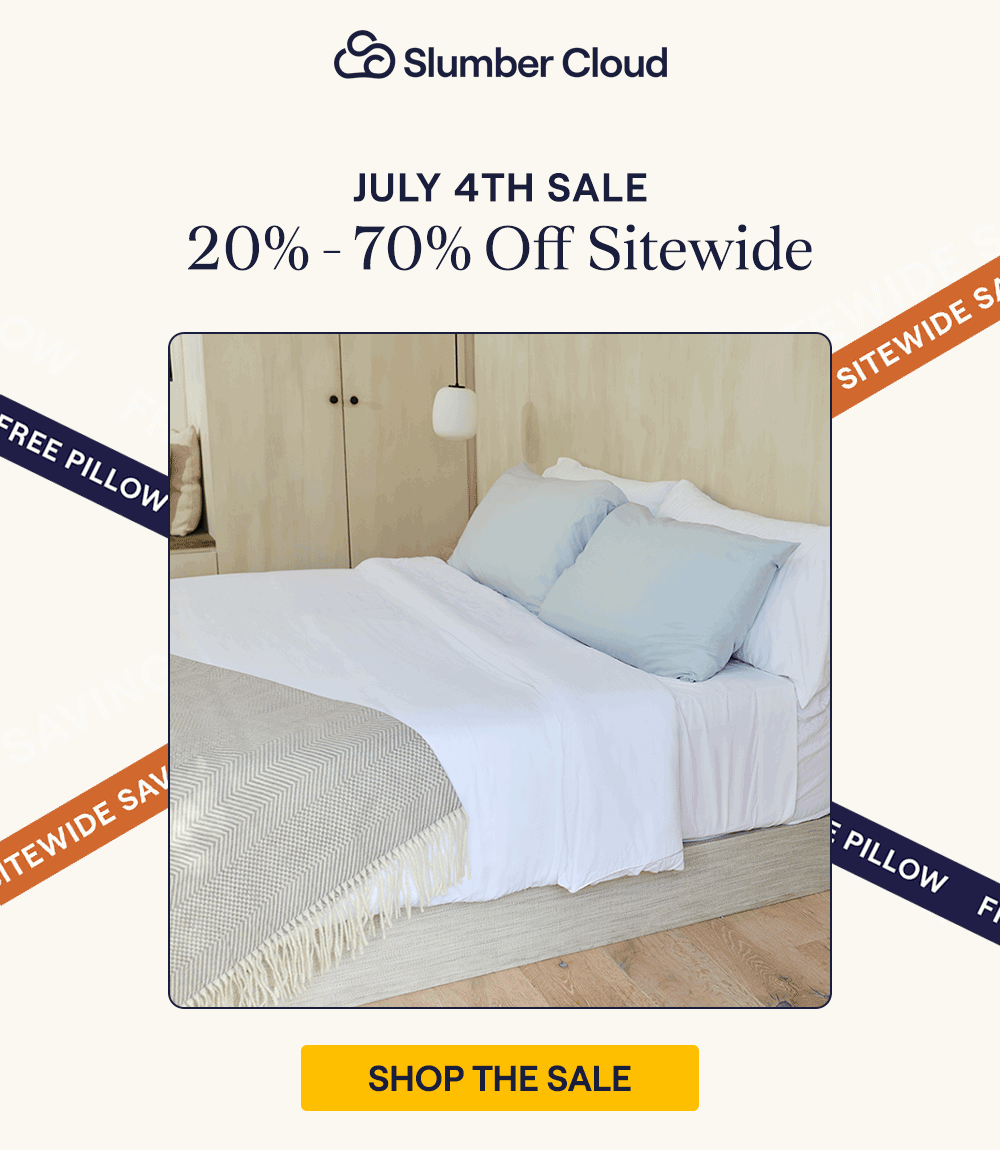 A bed made with Slumber Cloud bedding