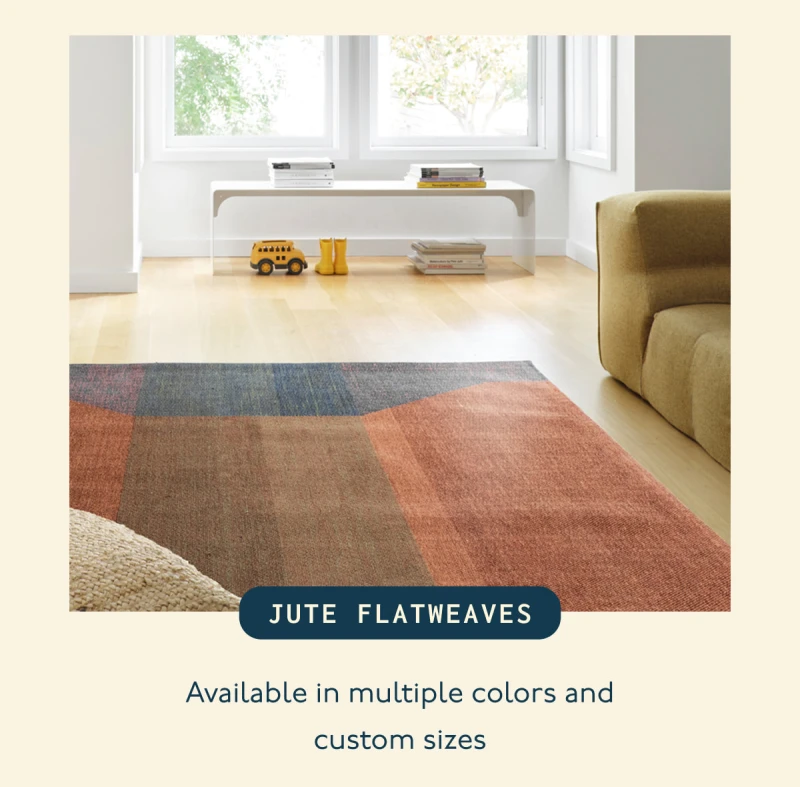 JUTE FLATWEAVES | Available in multiple colors and custom sizes