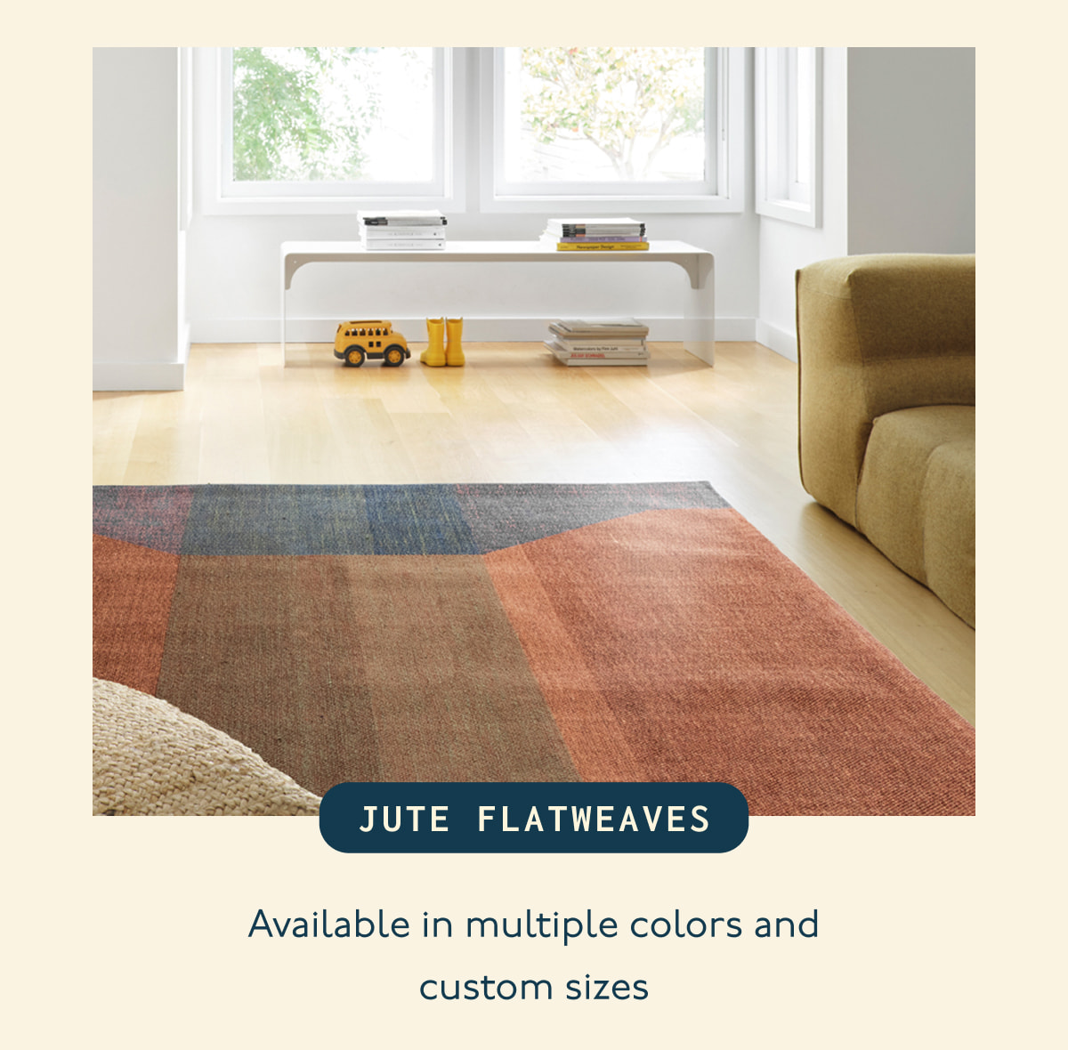 JUTE FLATWEAVES | Available in multiple colors and custom sizes