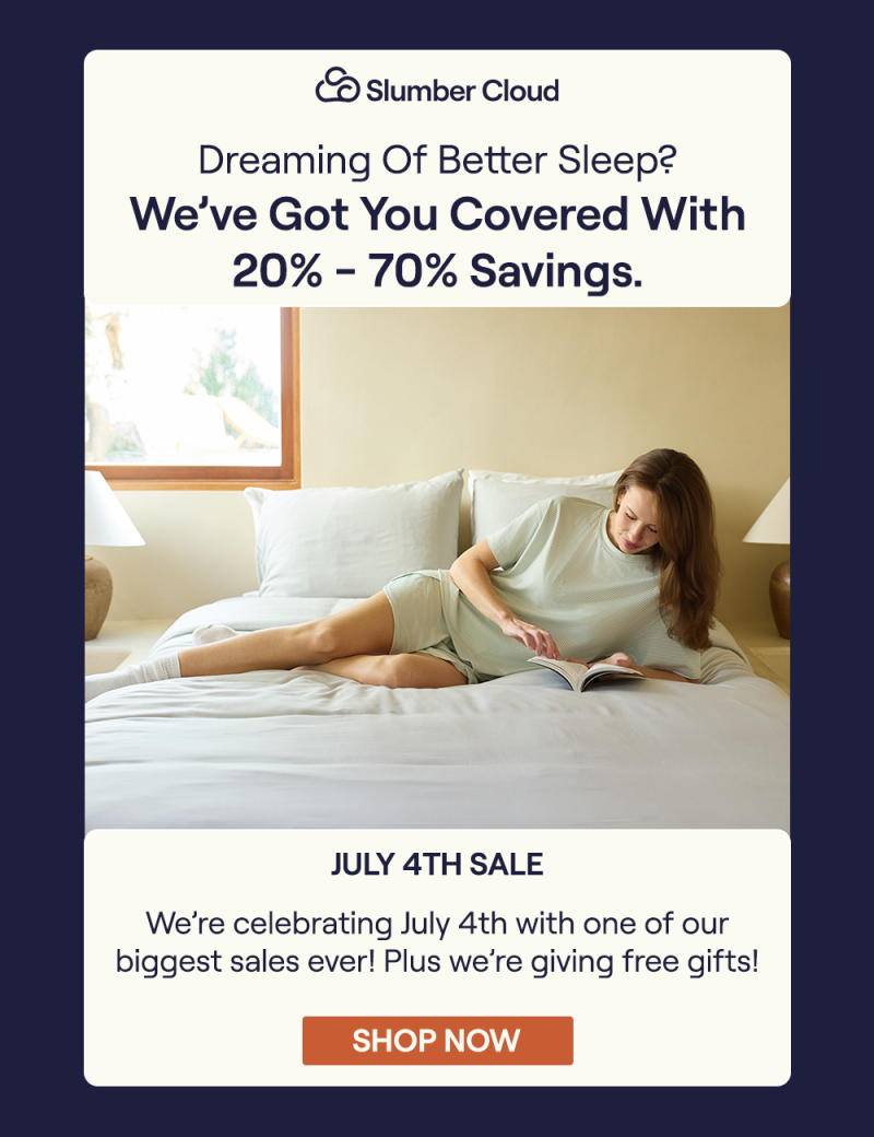 A woman reading in bed with Slumber Cloud bedding