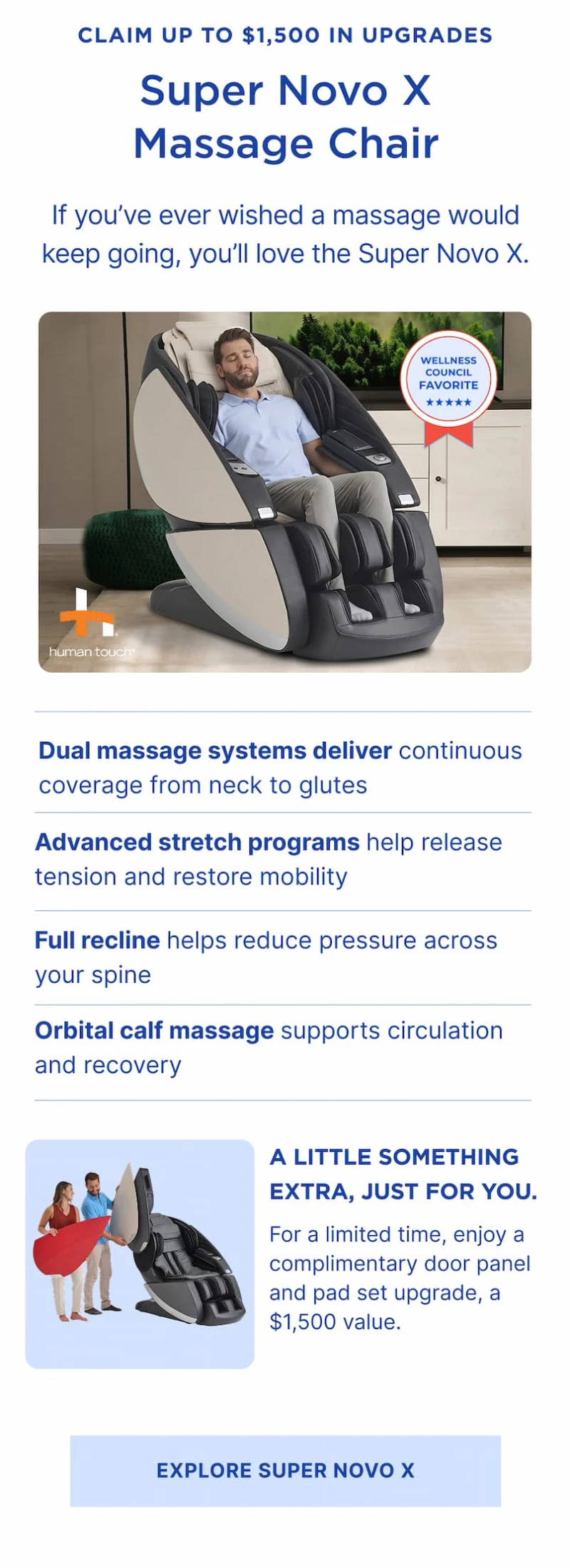 if you've ever wished a massage would keep going, you'll love the super nova.