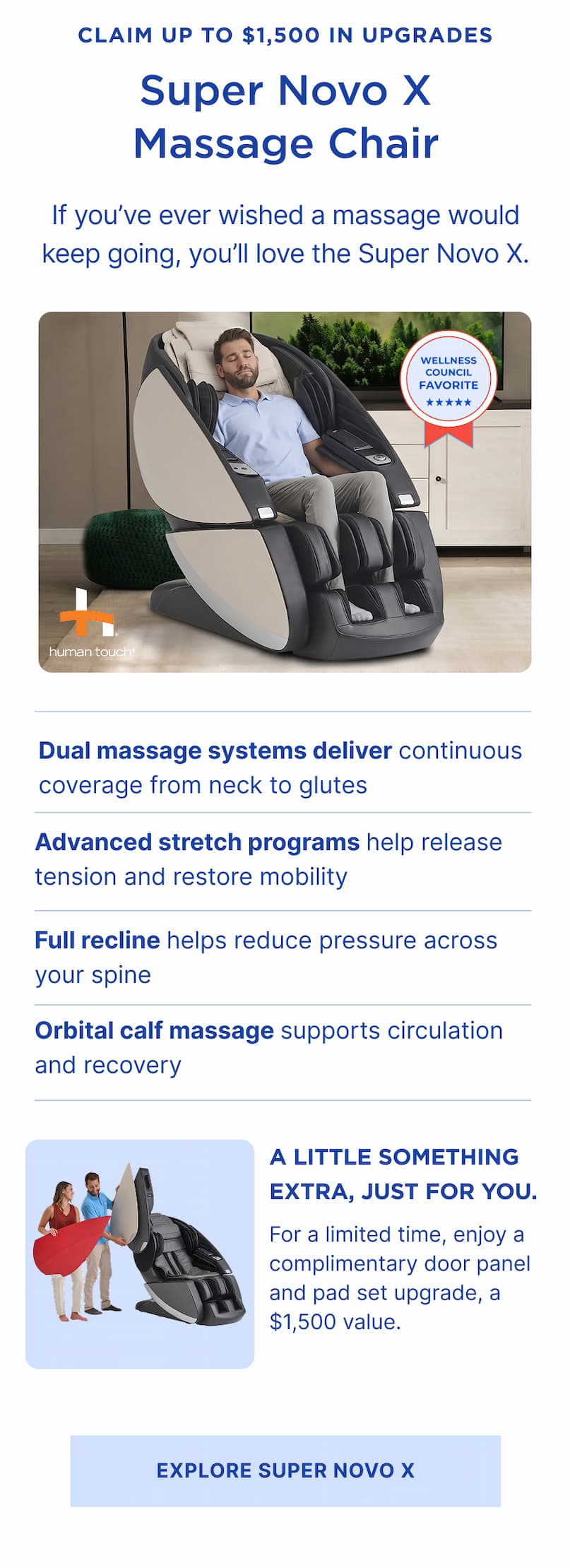 if you've ever wished a massage would keep going, you'll love the super nova.