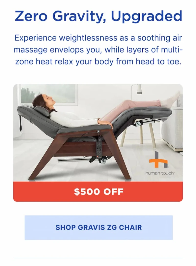 zero gravity, upgraded. experience weightlessness to relax your body