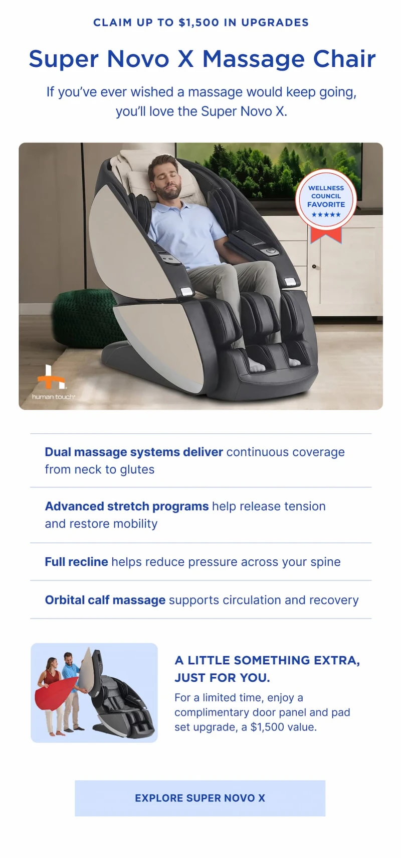 if you've ever wished a massage would keep going, you'll love the super nova.