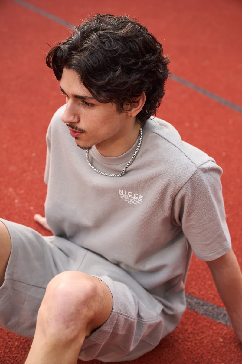 Image of NICCE Mens Cera T-Shirt & Shorts Set | Circular Grey