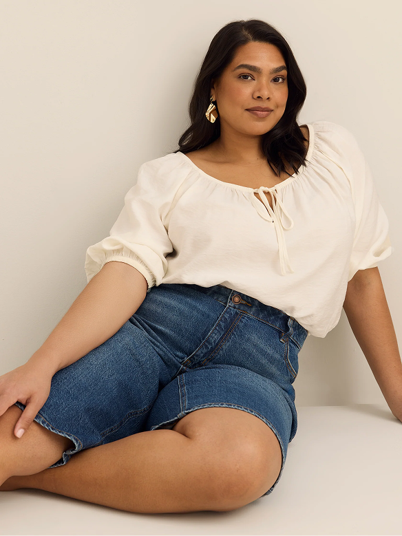 Dark High-Rise Curvy-Fit Denim Capri