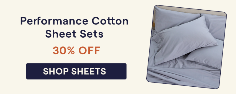 A Pewter Performance Cotton Sheet Set on a bed