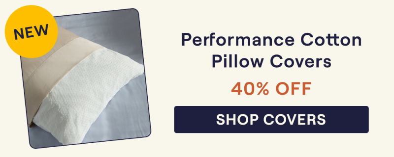 A pillow with the Performance Cotton Pillow Cover on it and a Performance Cotton Pillowcase