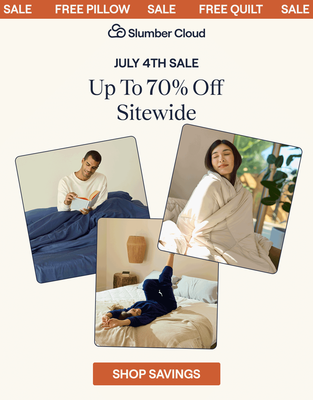 A man reading a book in bed, a woman laying on a bed, and a woman wrapped up in an UltraCool Comforter