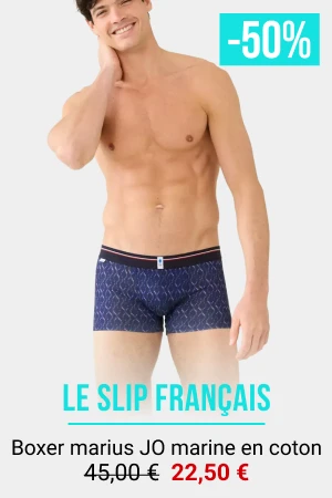 Le Slip Français Boxer marius JO marine en coton Le Slip Français Boxer marius JO marine en coton