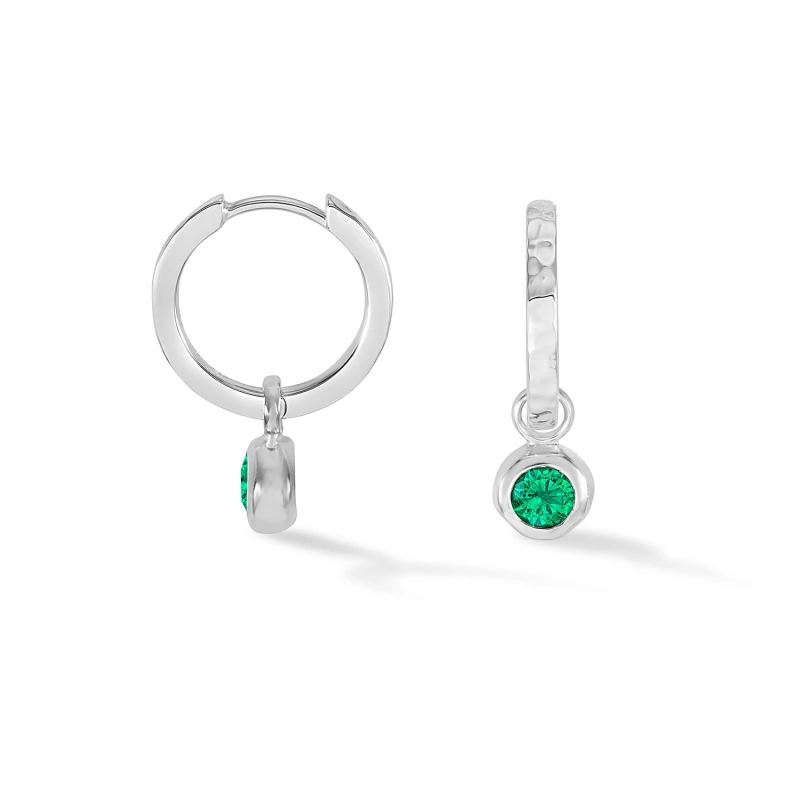 Image of Green Garnet Hammered Huggie Hoops