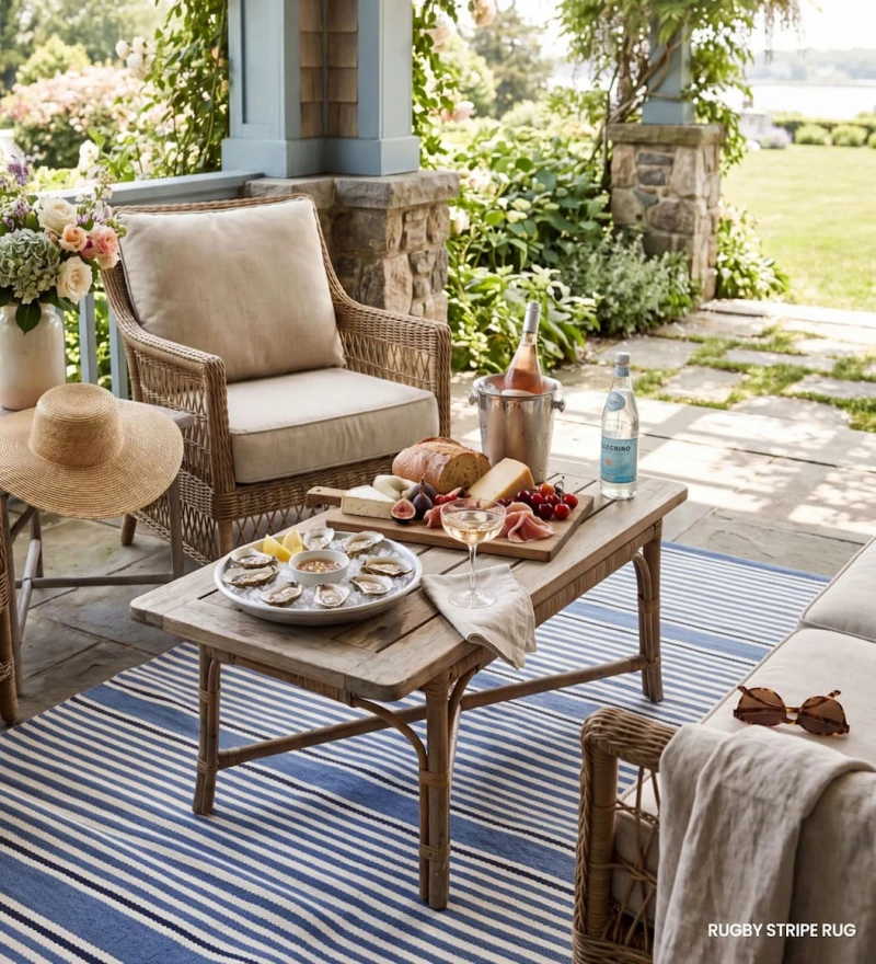 Shop Rugby Stripe Handwoven Indoor/Outdoor Rug