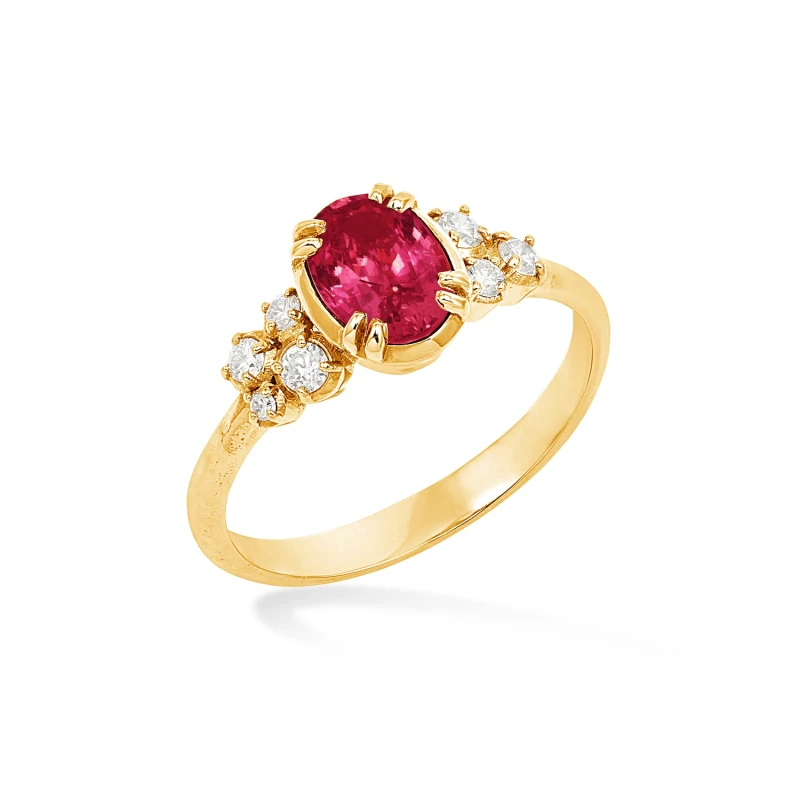 Image of 18k Large Oval Ruby & Diamond Stargazer Ring