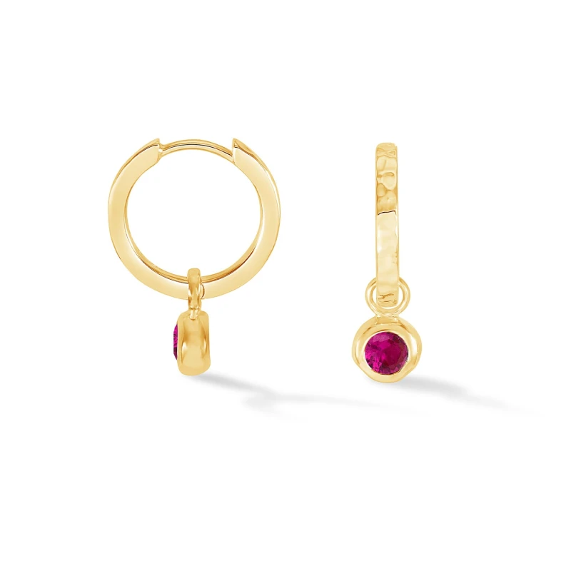 Image of Ruby Hammered Huggie Hoops