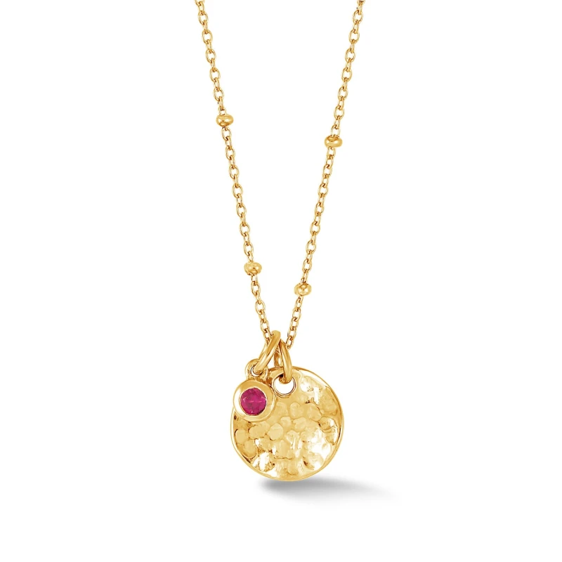 Image of Hammered Disc & Ruby Array Necklace