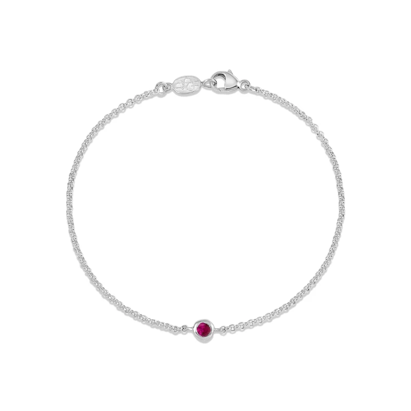 Image of Single Ruby Dewdrop Chain Bracelet