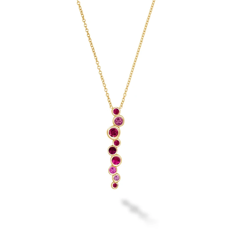 Image of 18k Gold Pink Sapphire & Ruby Long Cascade Pendant