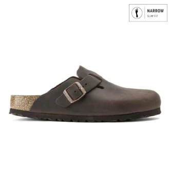 Zuecos de piel Boston Oiled (Ajuste Estrecho) marrón