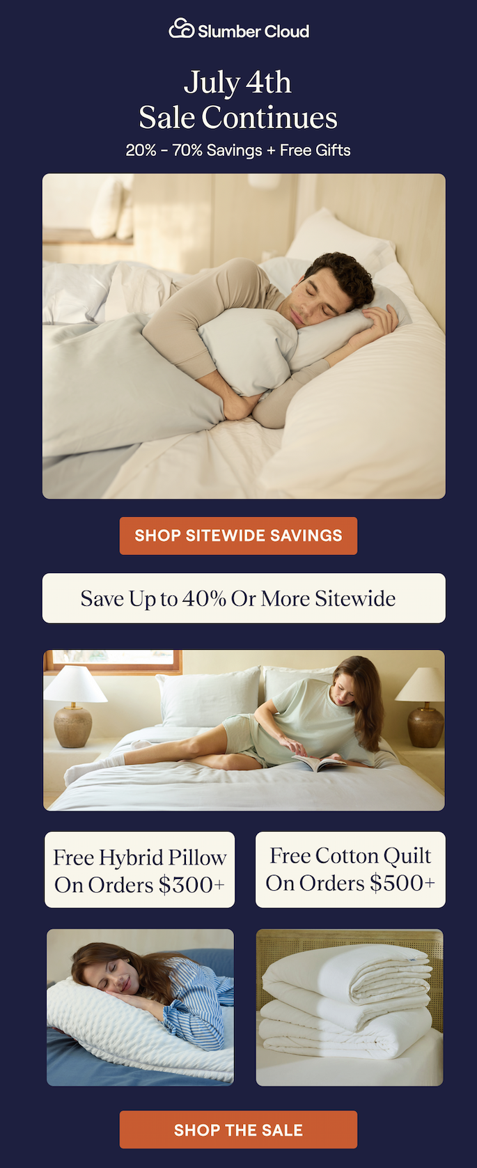 A man hugging an UltraCool Pillow while sleeping in a bed of Slumber Cloud bedding