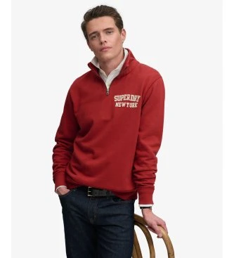 Sudadera Vintage Athletic Half Zip rojo