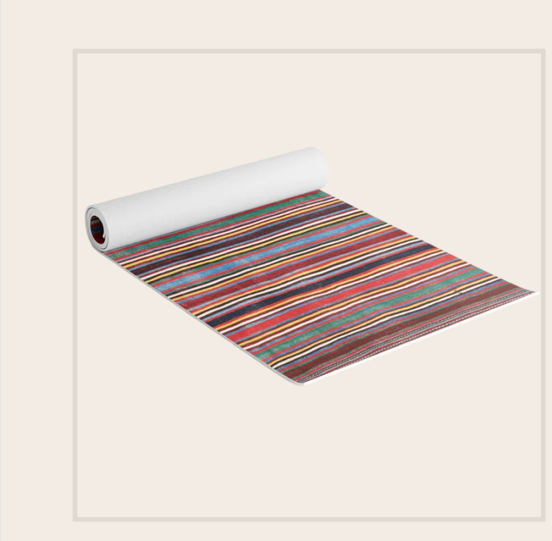 Qashqaâi Antique Fars Southwest Persian Striped Kilim Print Yoga Mat