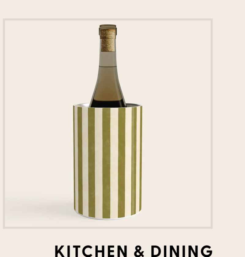 Cabana Stripe - moss green and cream Wine Chiller