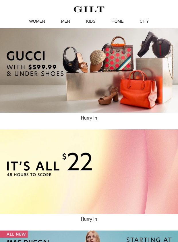 gilt.com newsletter: Gucci w/ $599.99 & Under Shoes | All $22 Inside: Limited Time