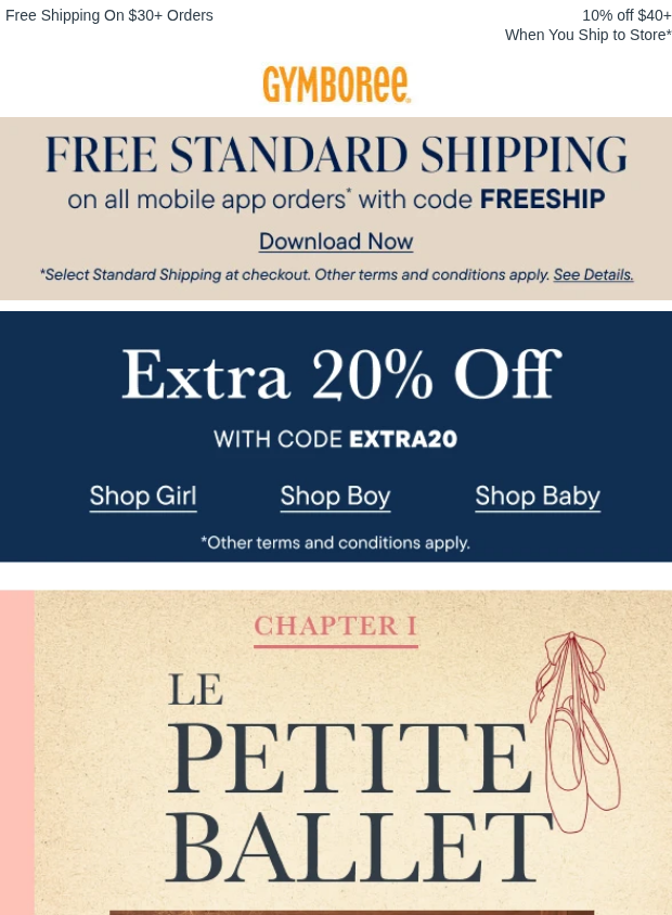 gymboree.com newsletter: Introducing Styles for Your Little Dancer
