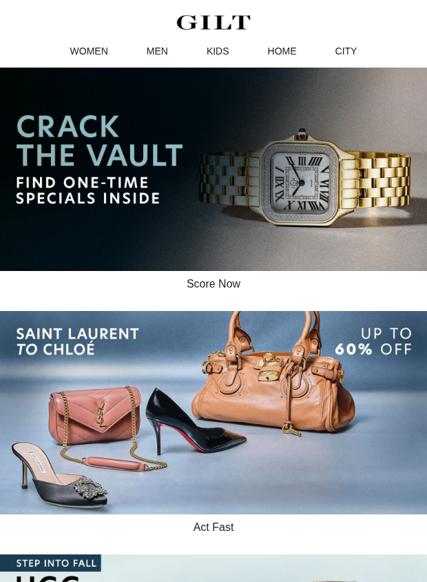 gilt.com newsletter: One-Time Specials Unlocked 🔓