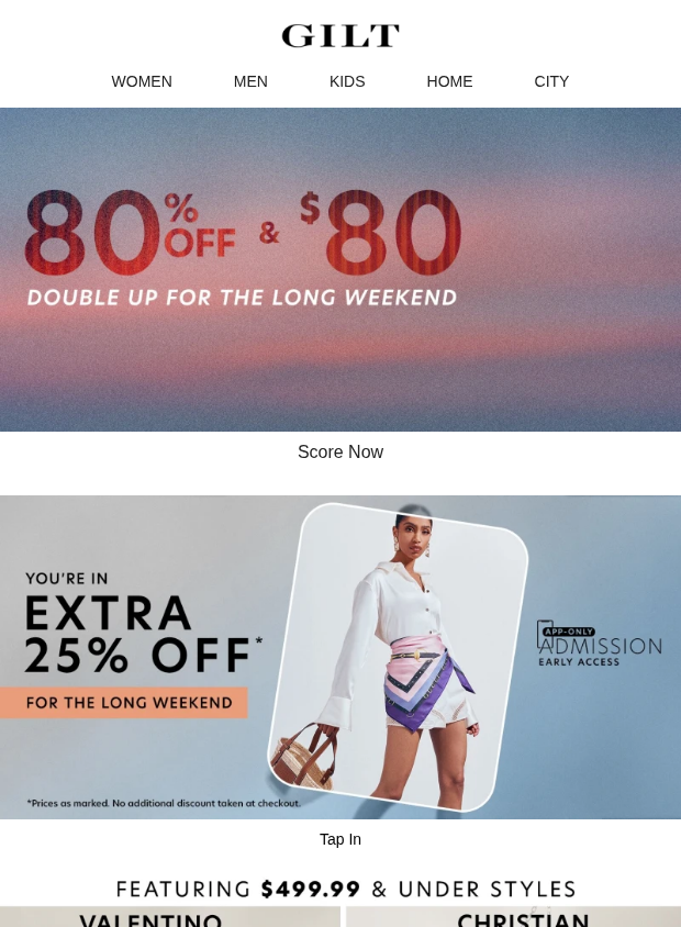 Preview of 80% Off & $80 ✌️ DOUBLE UP by gilt.com