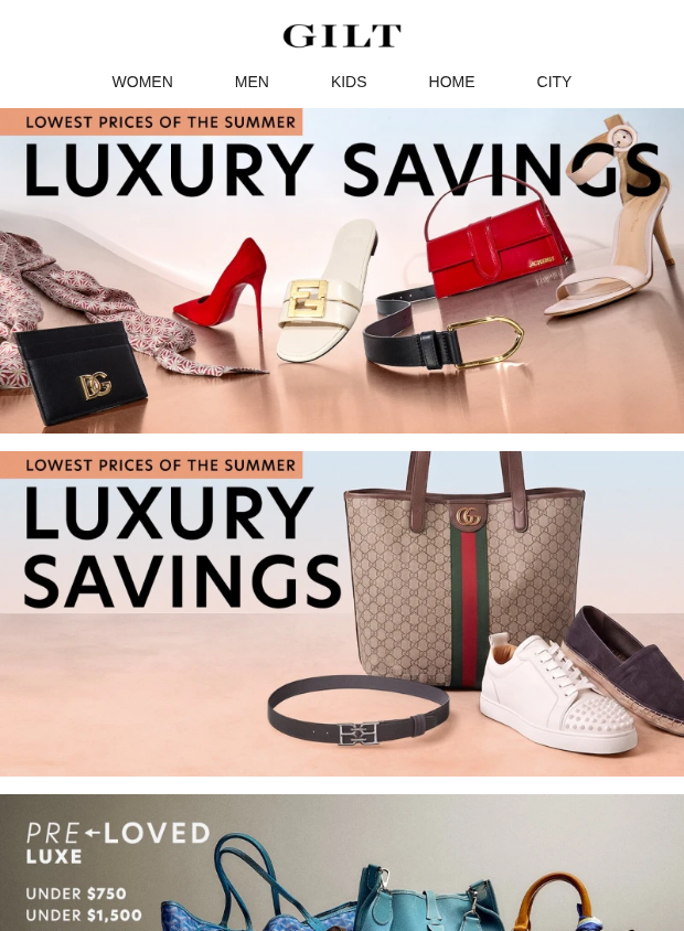 Preview of Luxury Savings - Lowest Prices of the Summer by gilt.com