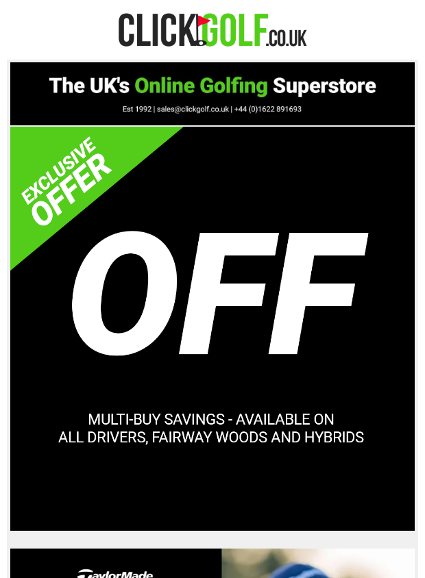Preview of £2️⃣5️⃣ Off Drivers, Fairways & Hybrids - Multi-Buy Offer by clickgolf.co.uk