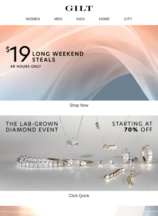 Preview of ✦ $19 ✦ Long Weekend Steals for 48 Hours by gilt.com