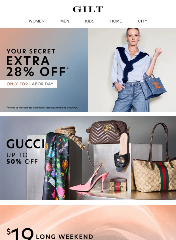 Preview of Your Secret Extra 28% Off Only for Labor Day by gilt.com