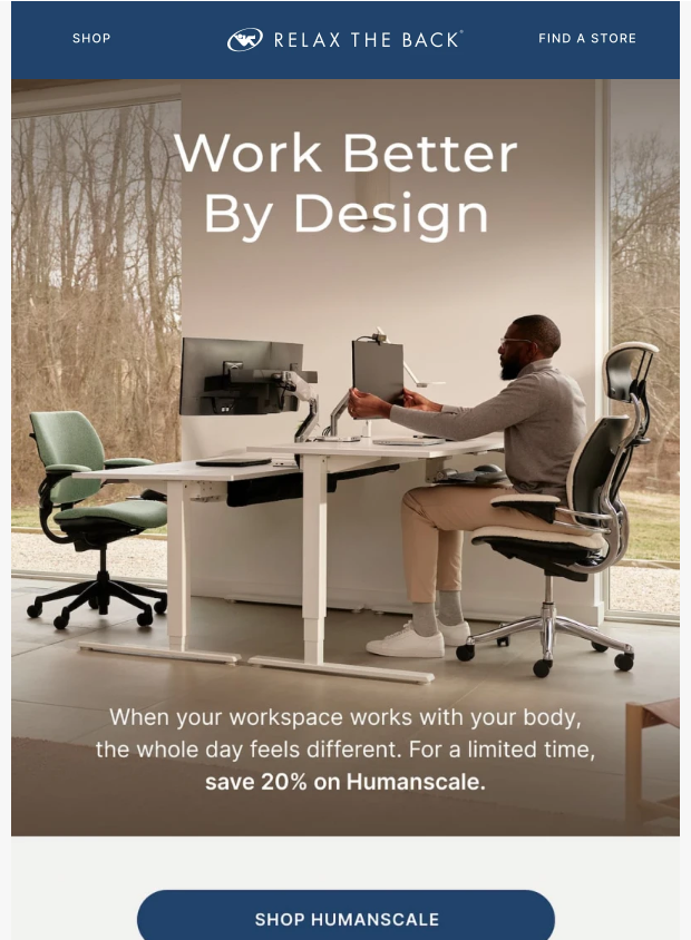 Preview of Last 2 Days to Save 20% on Humanscale by relaxtheback.com