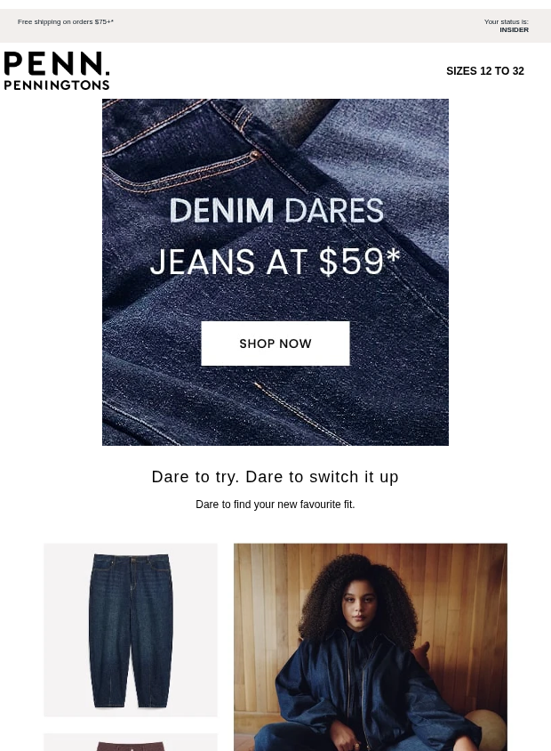 Preview of Your Next Denim Fit is at $59 by penningtons.com