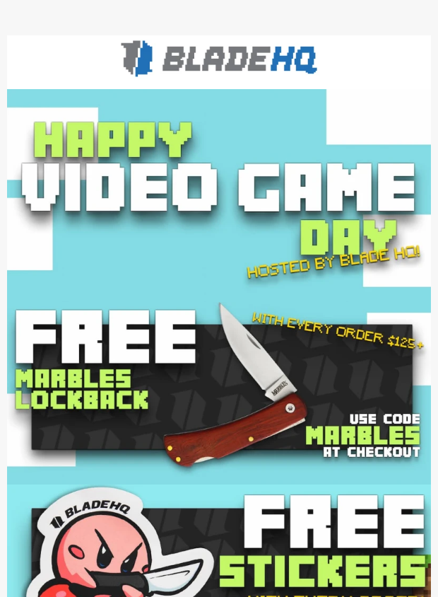 Preview of Get a FREE knife & sticker pack with your order today! by bladehq.com