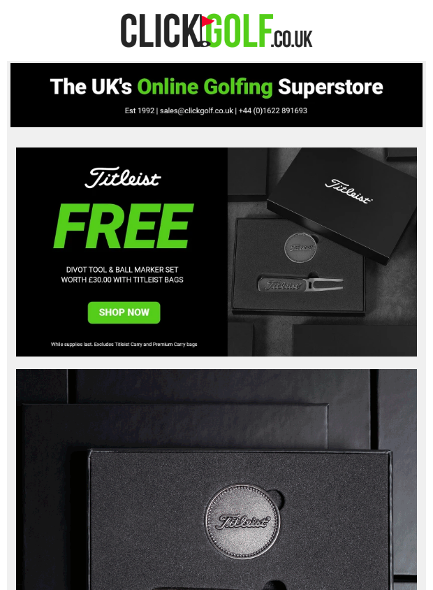 Preview of 👀 | Low Stock! FREE Titleist Divot Tool & Ball Marker with Bags by clickgolf.co.uk