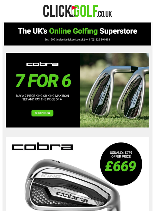 Preview of 7️⃣ For 6️⃣ | Cobra Iron Offers + 3 For 2 On Gloves by clickgolf.co.uk