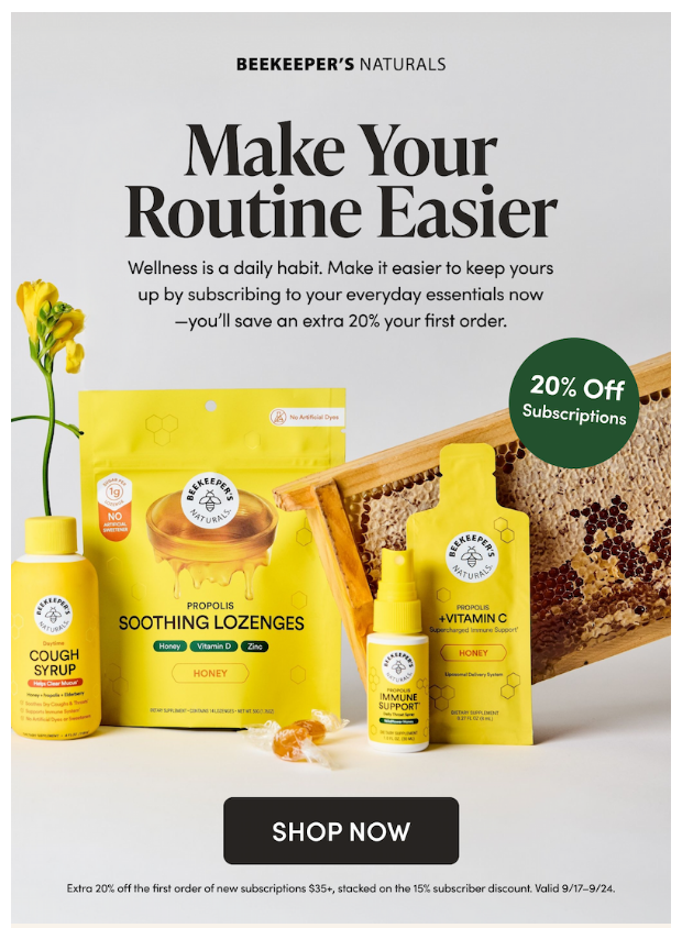 Preview of Get an EXTRA 20% Off on a Daily Routine by beekeepersnaturals.com