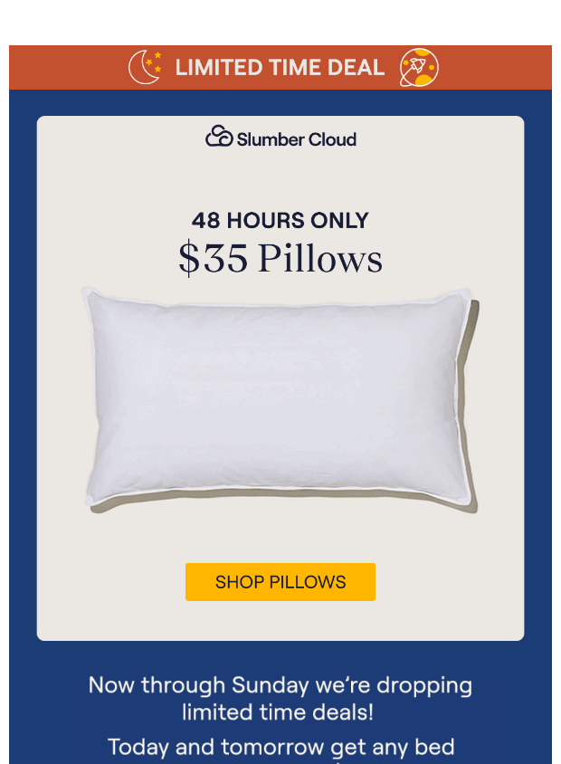 Preview of 48 Hours Only: $35 Pillows ⏰ by slumbercloud.com