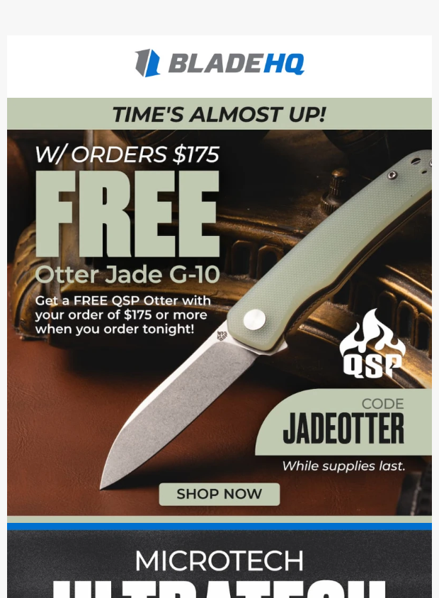 Preview of Time's almost up! Your free knife is waiting! by bladehq.com