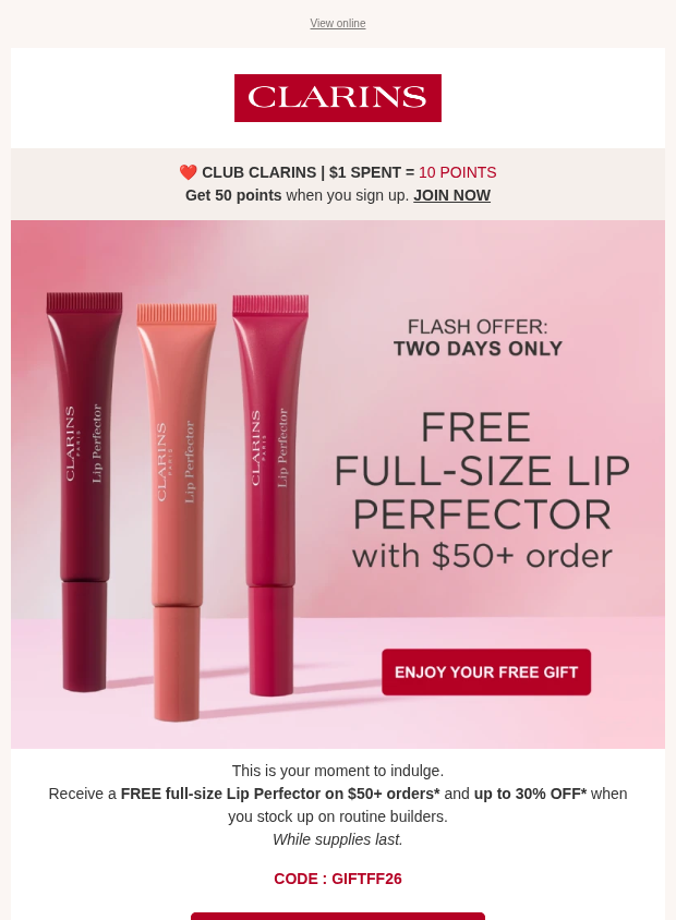 Preview of 💄 TWO DAYS ONLY: FREE Lip Perfector + Up to 30% OFF by clarins.ca