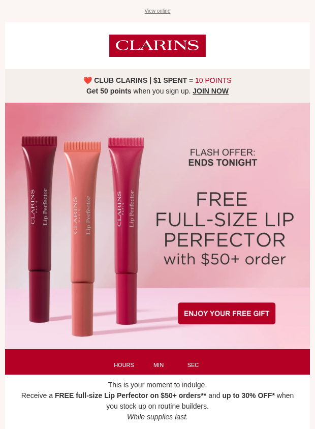 Preview of Ends Tonight! FREE Lip Perfector⏰ by clarins.ca